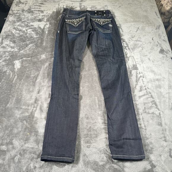 Miss Me Jeans Women’s 27 Blue Skinny JP46565 Sequence Embroidered Flap Pockets - Picture 6 of 13